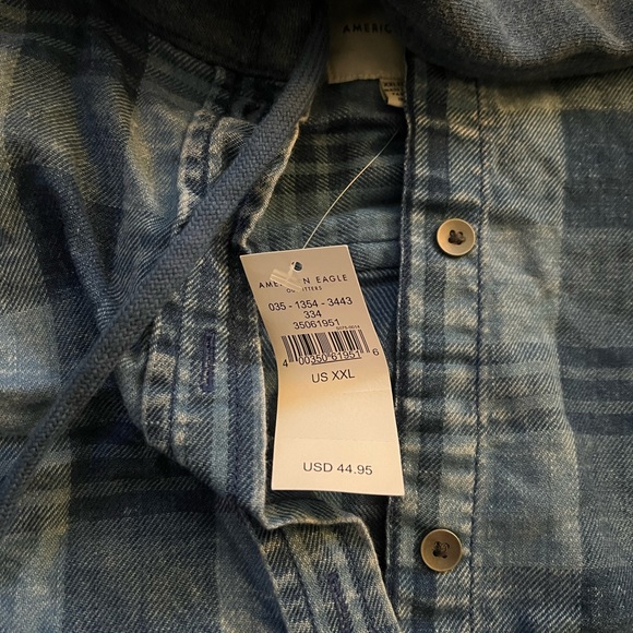 NWT AE Cropped Hooded Flannel Shirt - Picture 4 of 5